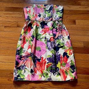 J. Crew Strapless Floral Silk Dress